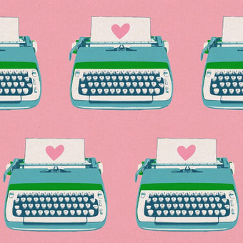 Ruby Star Society - Best Day Ever Collection - Typewriters CANVAS in Posy - cotton linen blend canvas sewing fabric