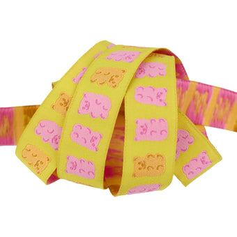 Ruby Star Society - Kimberly Kight for Renaissance Ribbon - Gummy Bears 7/8" Wide Jacquard Ribbon in Citron - By the Yard