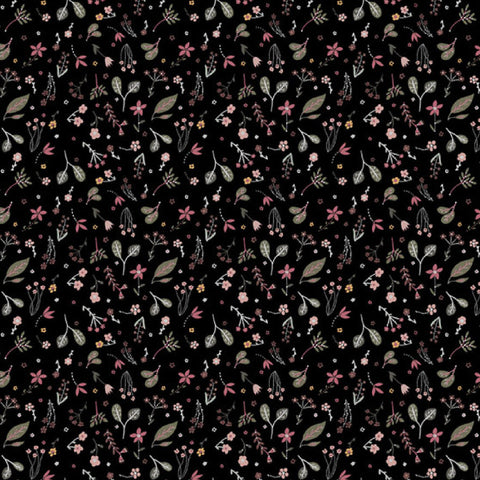 Figo Fabrics - Nature Trail Collection - Leaves in Black - Quilting Cotton Fabric