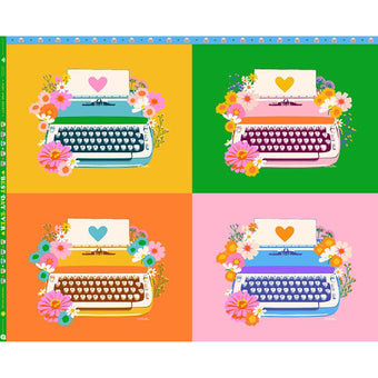 Ruby Star Society - Best Day Ever Collection - Typewriter 36" Panel in Multi - quilting cotton sewing fabric