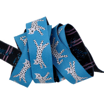 Ruby Star Society - Rashida Coleman Hale for Renaissance Ribbon - Snow Leopards 7/8" Jacquard Ribbon in Blue - By the Yard