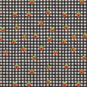 Rifle Paper Co. - Halloween III Collection - Pumpkin Gingham in Black - quilting cotton sewing fabric
