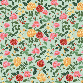 Rifle Paper Co. - English Rose Collection - Roses in Mint - Quilting Cotton Fabric