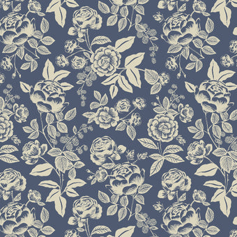 Rifle Paper Co. - English Rose Collection - English Rose in Blue and Cream - Quilting Cotton Fabric