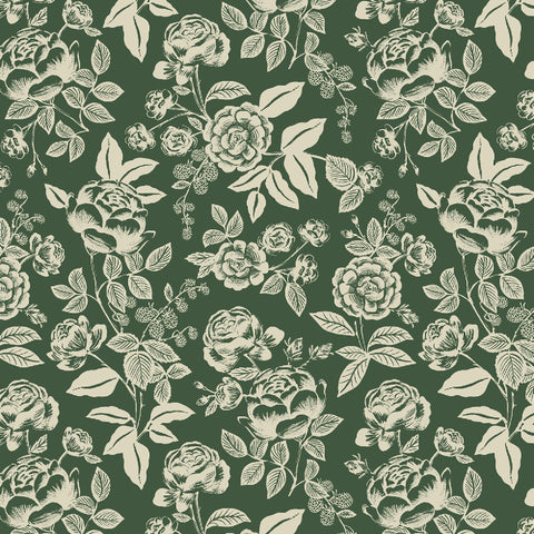 Rifle Paper Co. - English Rose Collection - English Rose in Hunter and Cream - Quilting Cotton Fabric