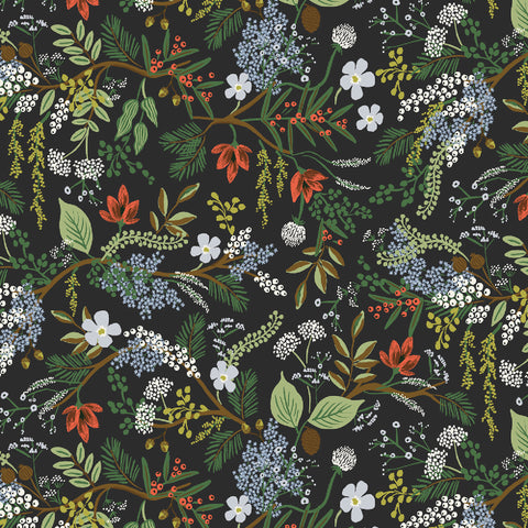 Rifle Paper Co. - English Rose Collection - Juniper Forest in Black - Quilting Cotton Fabric