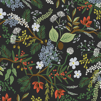 Rifle Paper Co. - English Rose Collection - Juniper Forest RAYON in Black 