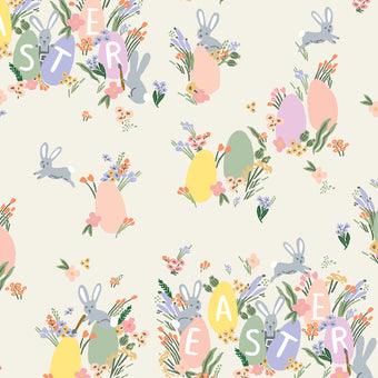 Rifle Paper Co. - Easter Collection - Hoppy Easter in Cream - Quilting Cotton Fabric