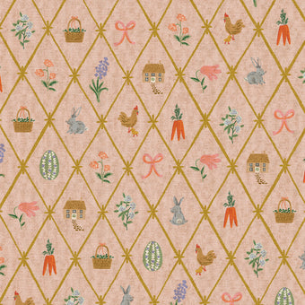 Rifle Paper Co. - Easter Collection - Lattice CANVAS in Blush Metallic - cotton / linen blend canvas fabric