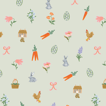 Rifle Paper Co. - Easter Collection - Easter Basket in Mint - Quilting Cotton Fabric