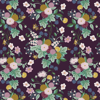 Rifle Paper Co. - Dahlia Collection - Dahlia in Aubergine - Quilting Cotton Fabric