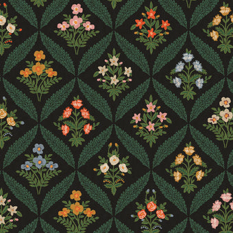 Rifle Paper Co. - Dahlia Collection - Estee Garden CANVAS in Black Multi - cotton linen canvas blend