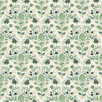 Rifle Paper Co. - Dahlia Collection - Artichoke in Cream Metallic - Quilting cotton Fabric
