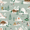 Rifle Paper Co. - Holiday Classics IV Collection - Penguin Village in Mint / Silver Metallic - Quilting Cotton Fabric