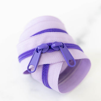 Zipper (30" length / size #5) in Daphne - light lavender base with bright purple zipper