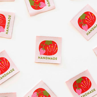Woven Sew-In Labels - Tomato Pin Cushion (pack of 4 large labels)