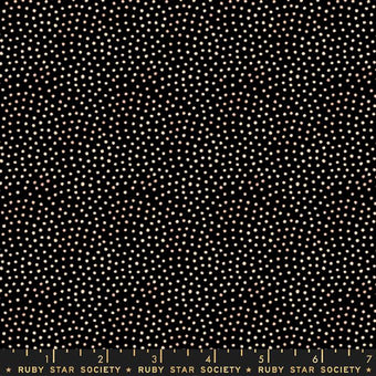 black cotton fabric with cream polka dots small