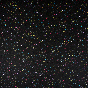 black cotton fabric with multi color confetti sprinkles