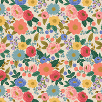 Rifle Paper Co. Vintage Blossom in Cream Metallic quilting cotton fabric